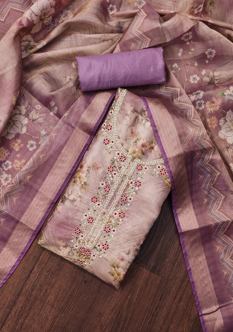 Multicolor Embroidered Viscose Dress Material