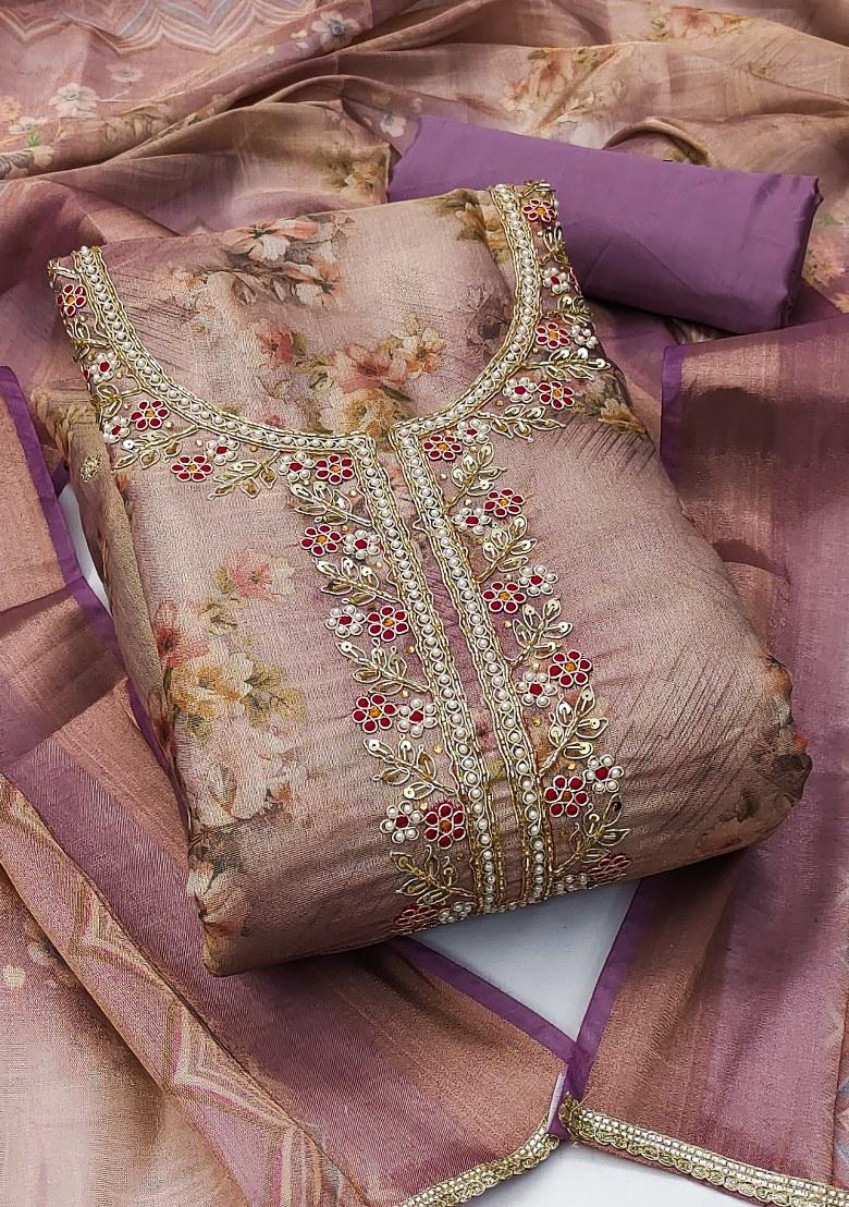 Multicolor Embroidered Viscose Dress Material