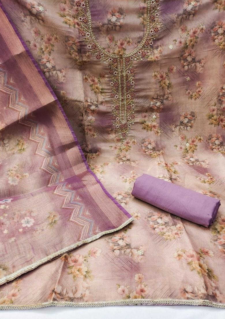 Multicolor Embroidered Viscose Dress Material