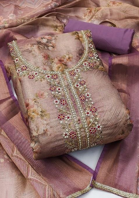 Multicolor Embroidered Viscose Dress Material