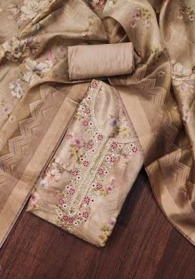 Multicolor Embroidered Viscose Dress Material