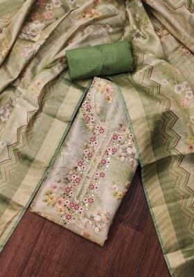 Multicolor Embroidered Viscose Dress Material