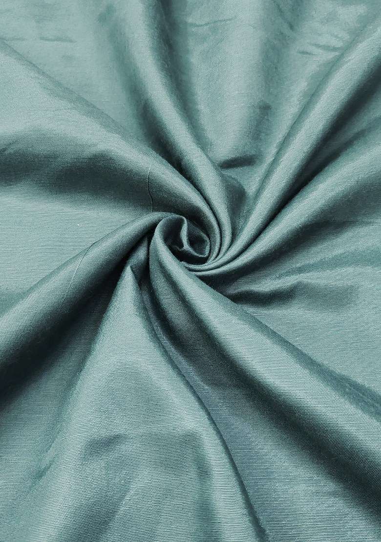 Turquoise Blue Embroidered Cotton Blend Dress Material - Indya