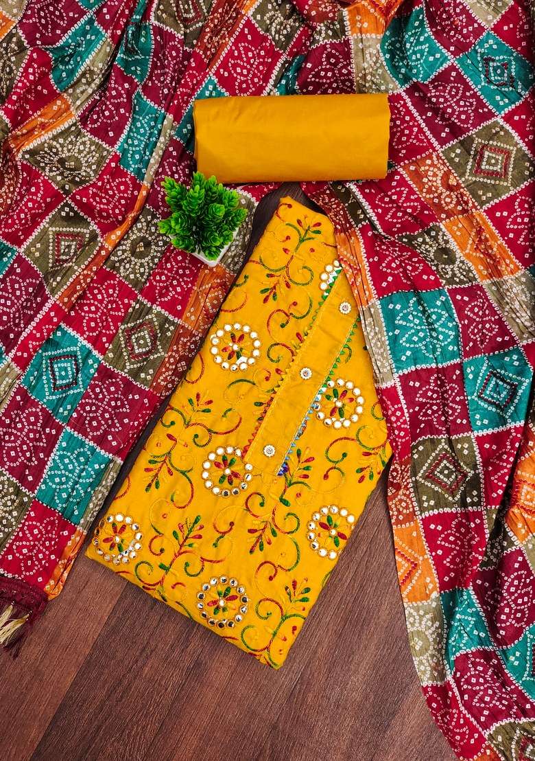 Yellow Embroidered Blended Straight Kurta Set - Indya