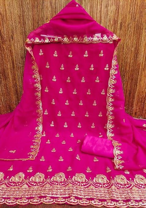Magenta Embroidered Georgette Pakistani Suit Set