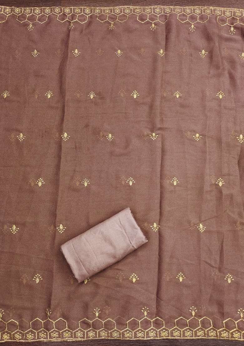 Lavender Embroidered Georgette Straight Kurta Set - Indya