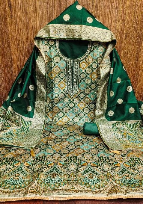 Green Embroidered Jacquard Pakistani Suit Set