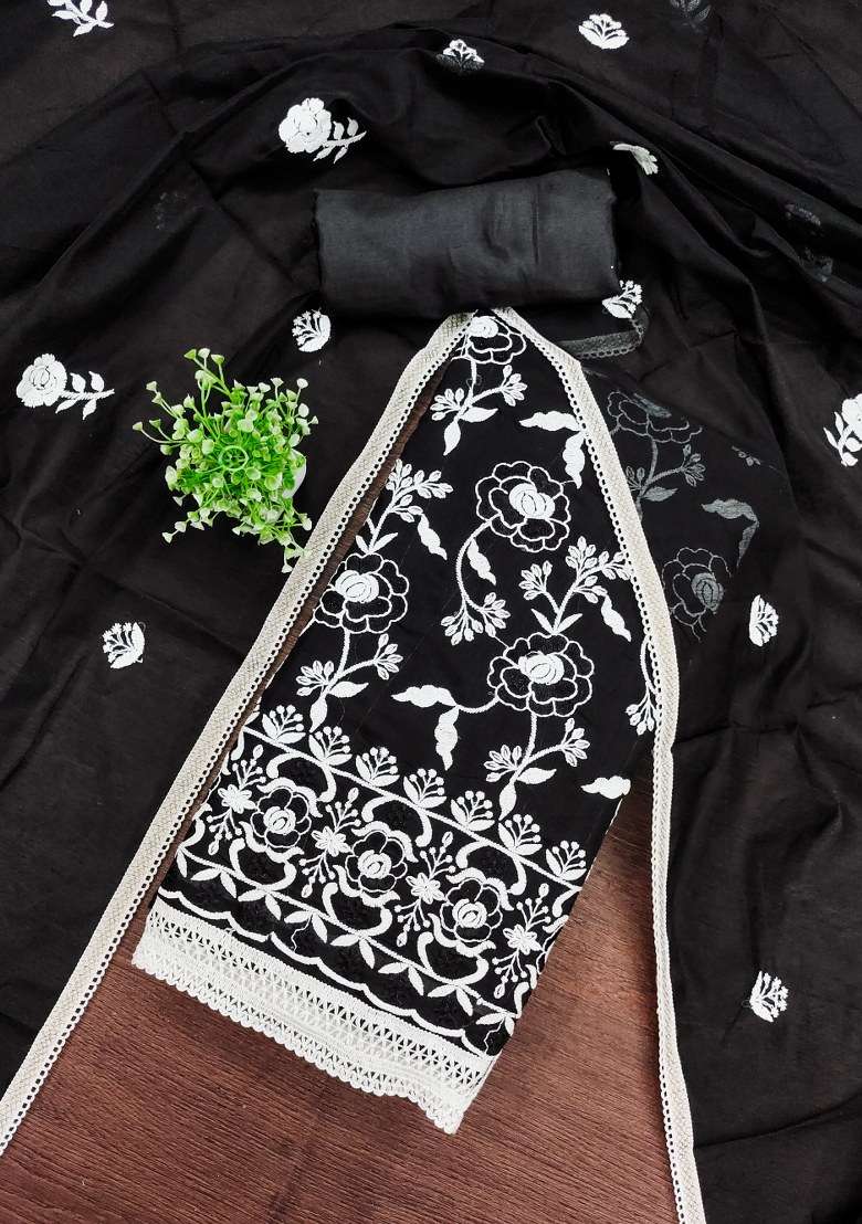 Black Chikankari Blended Kurta - Indya