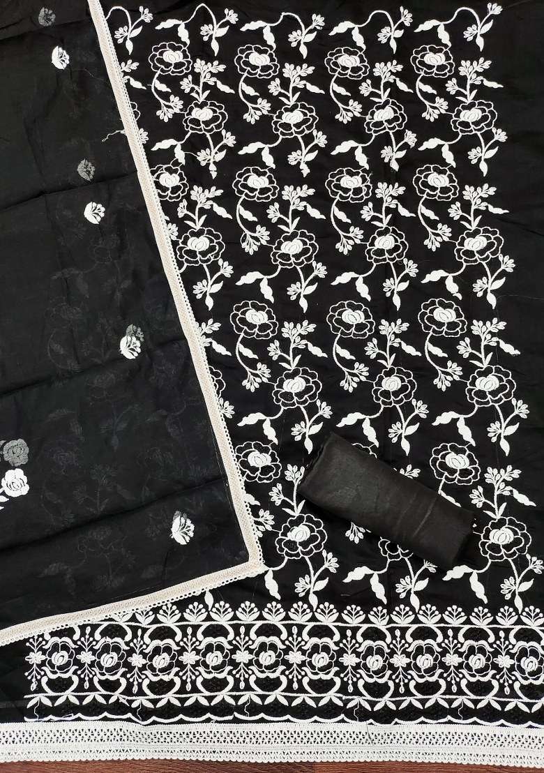 Black Chikankari Blended Kurta - Indya