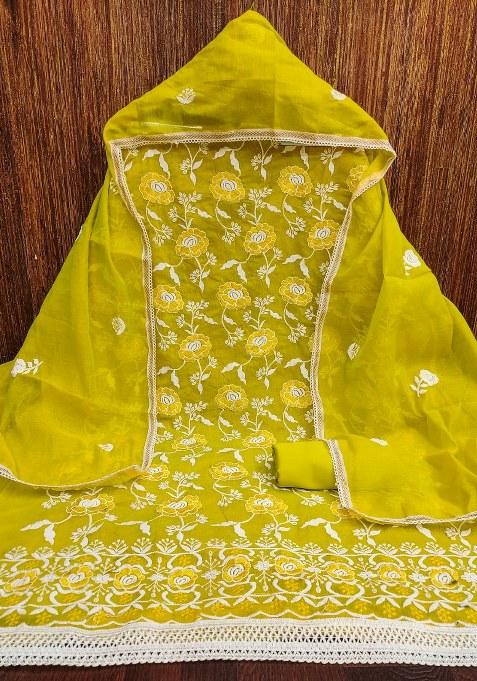 Light Green Chikankari Cotton Straight Kurta Set