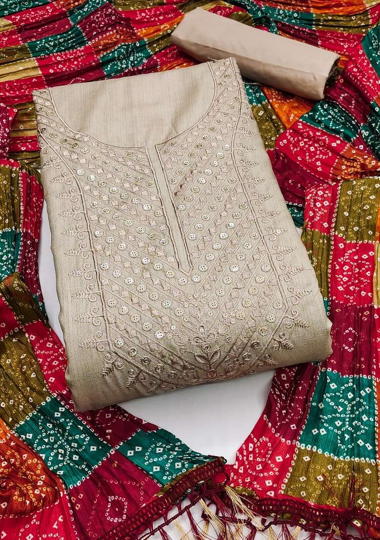 Grey Embroidered Blended Straight Kurta Set - Indya