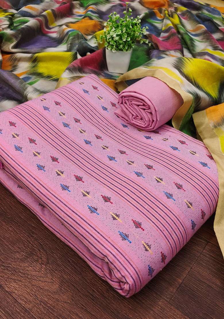 Pink Printed Blended Straight Kurta Set - Indya