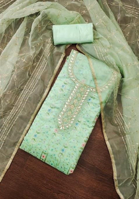 Sea Green Embroidered Viscose Straight Kurta Set
