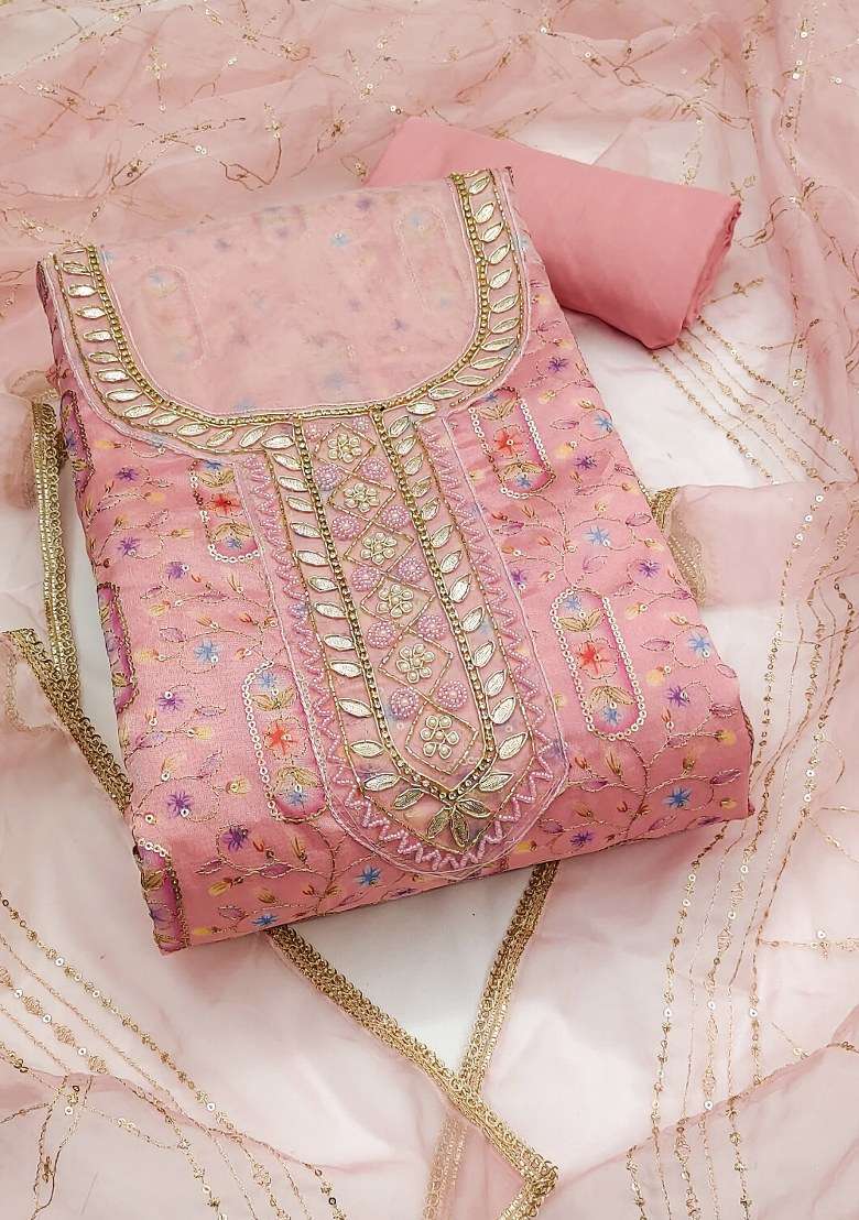 Pink Embroidered Viscose Straight Kurta Set - Indya