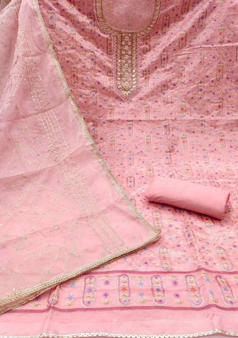 Pink Embroidered Viscose Straight Kurta Set - Indya