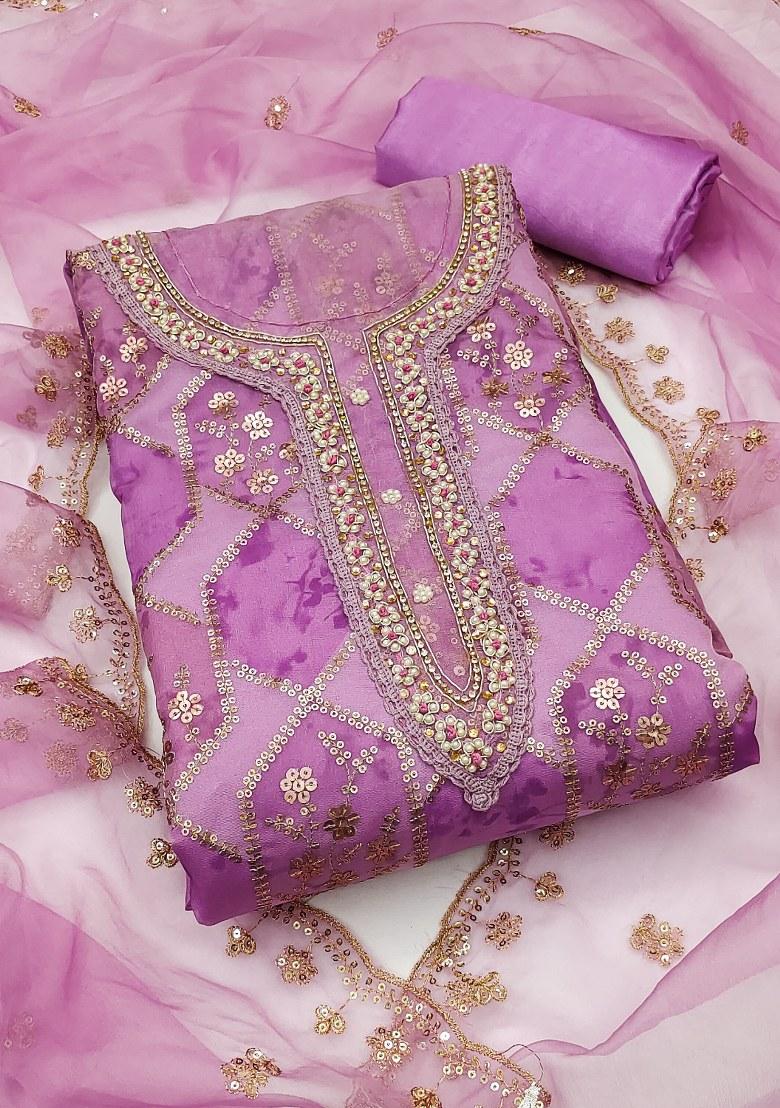 Multicolor Embroidered Viscose Dress Material