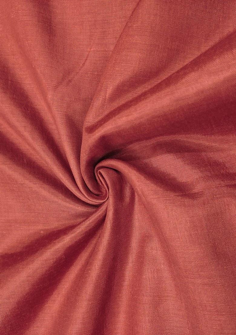 Peach Embroidered Cotton Blend Dress Material - Indya