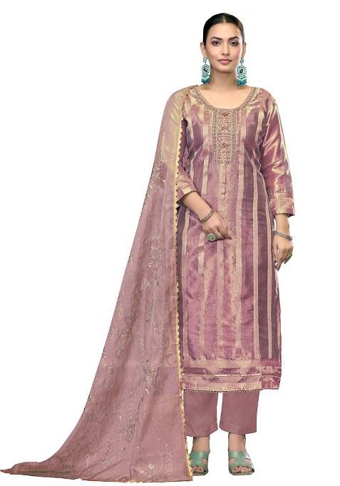 Purple Jacquard Viscose Straight Kurta Set