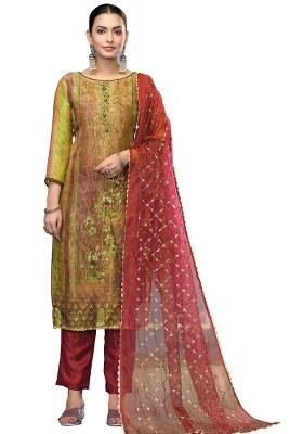 Multicolor Embroidered Simmer Dress Material