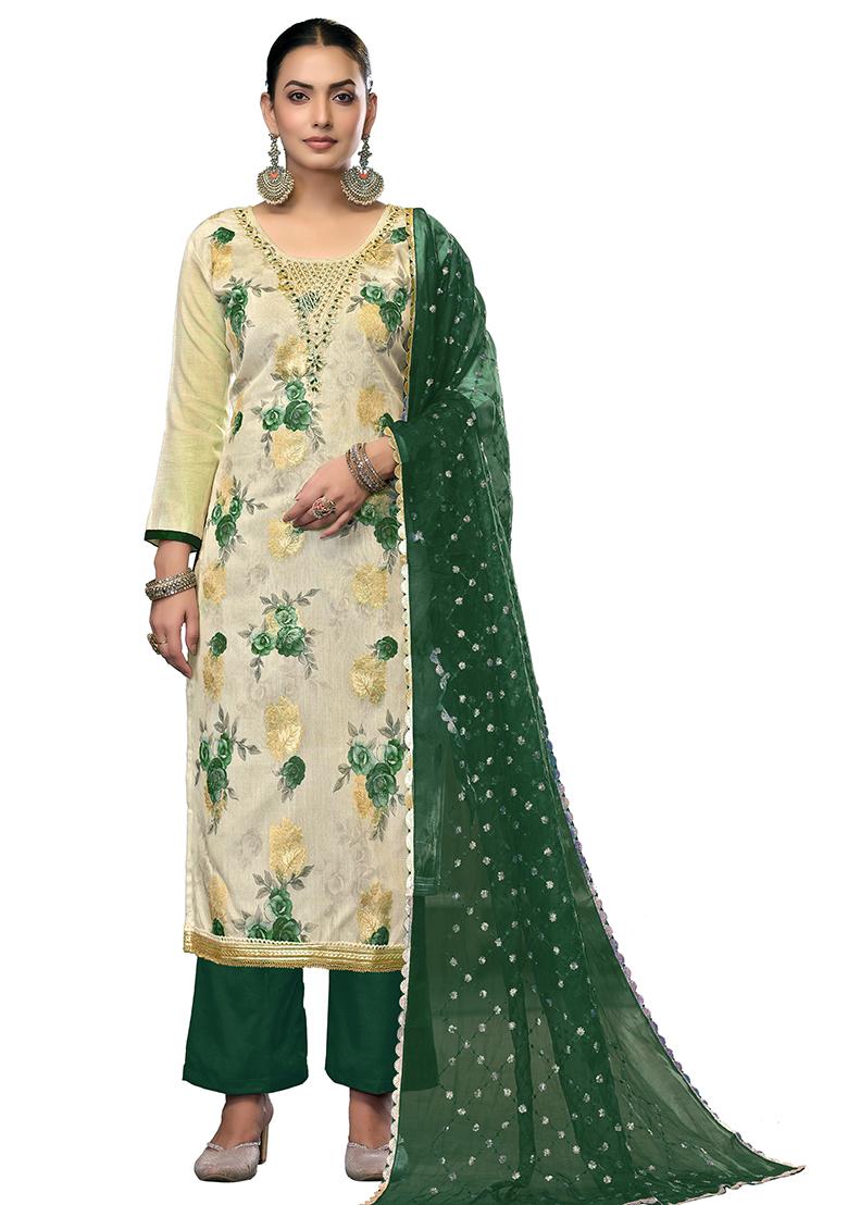 Multicolor Embroidered Viscose Dress Material