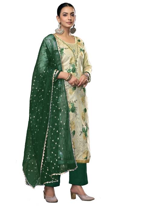 Multicolor Embroidered Viscose Dress Material