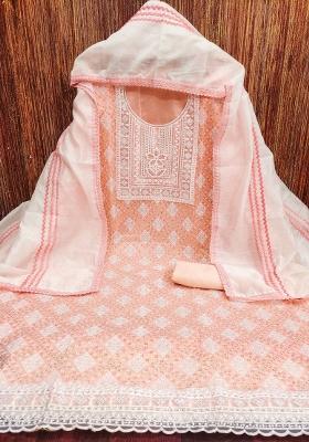 Multicolor Embroidered Silk Dress Material