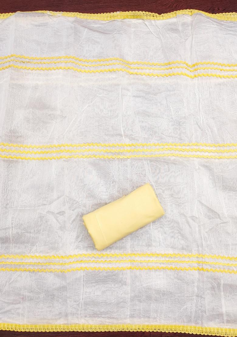 Multicolor Embroidered Silk Dress Material - Indya