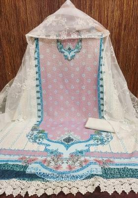 Multicolor Embroidered Georgette Dress Material