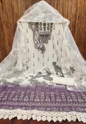 Multicolor Embroidered Georgette Dress Material