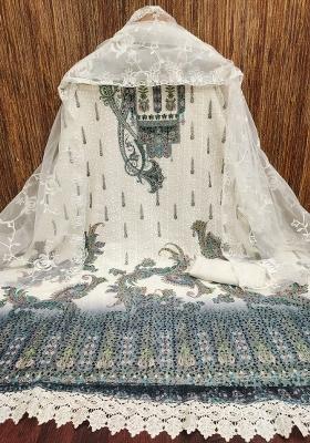 Multicolor Embroidered Georgette Dress Material