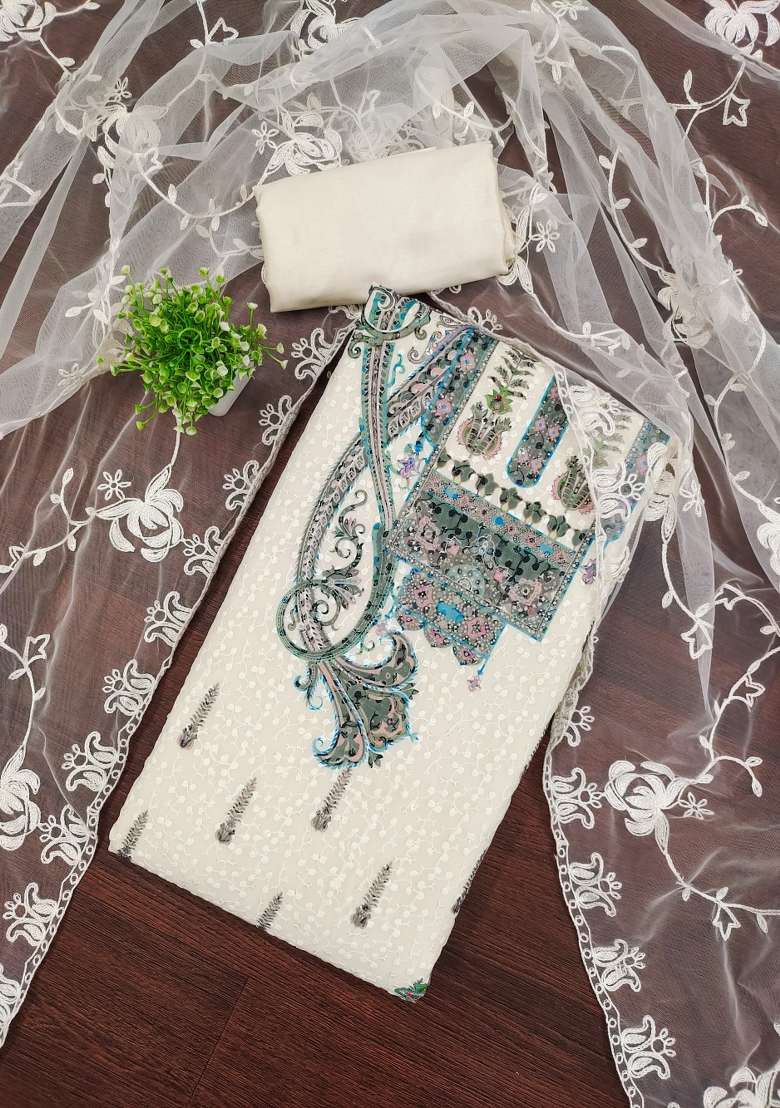 Multicolor Printed Georgette Pakistani Suit Set - Indya