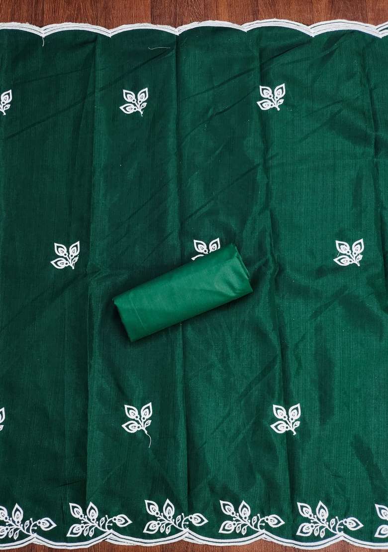 Green Embroidered Blended Straight Kurta Set - Indya
