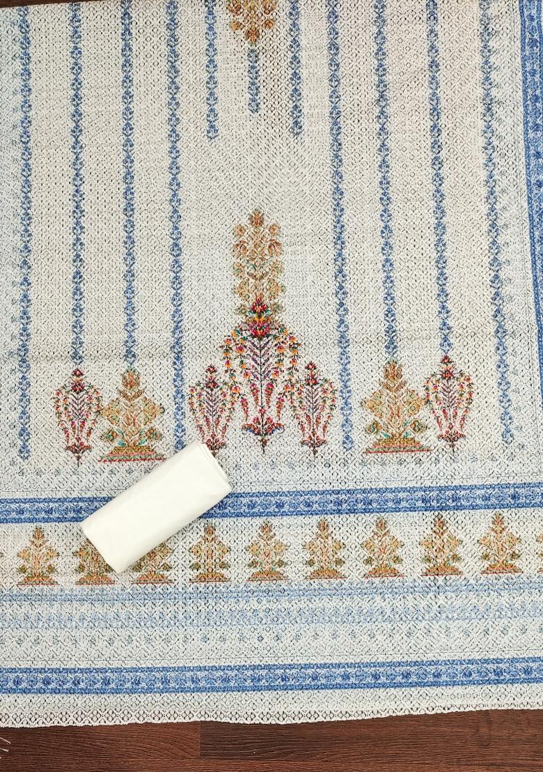 Multicolor Embroidered Cotton Blend Dress Material