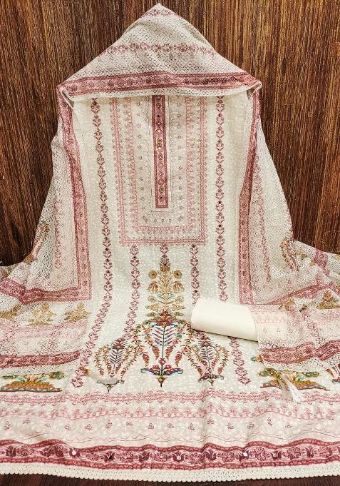 Multicolor Printed Blended Pakistani Suit Set