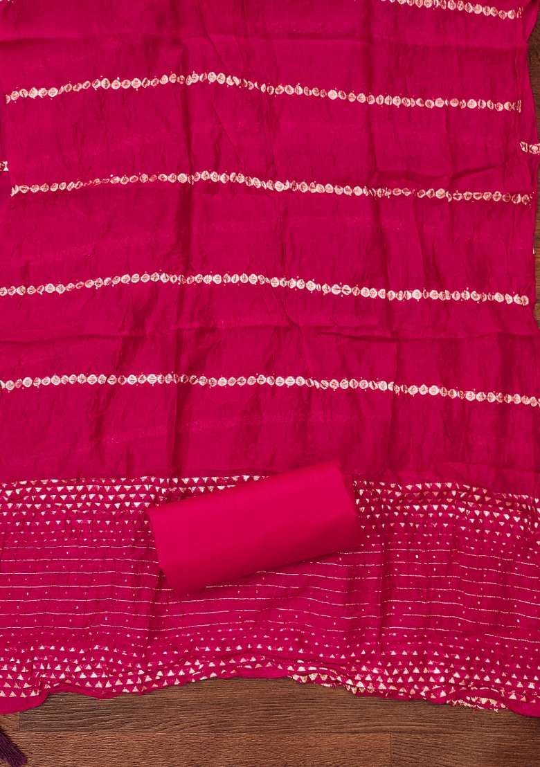 Purple Embroidered Cotton Blend Dress Material - Indya