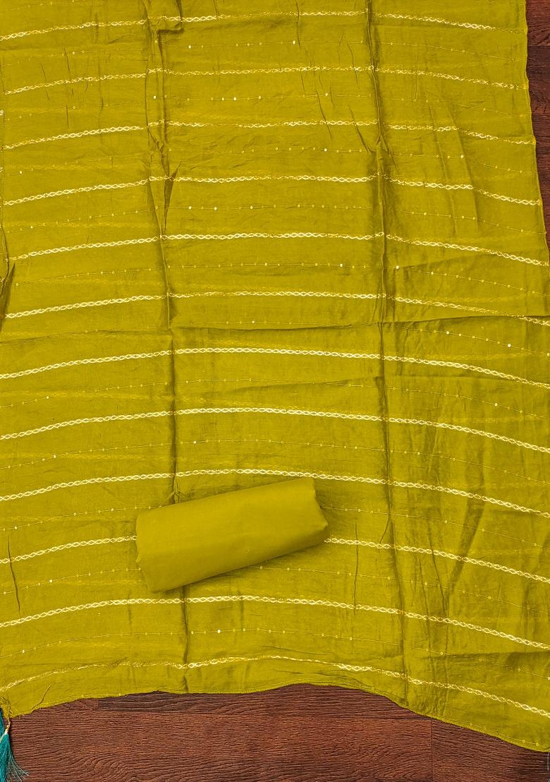 Sea Green Embroidered Cotton Blend Dress Material