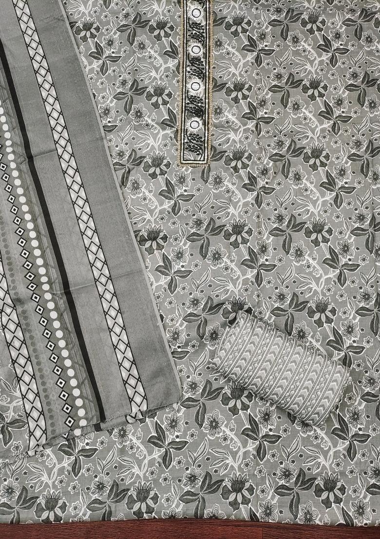 Multicolor Embroidered Cotton Blend Dress Material