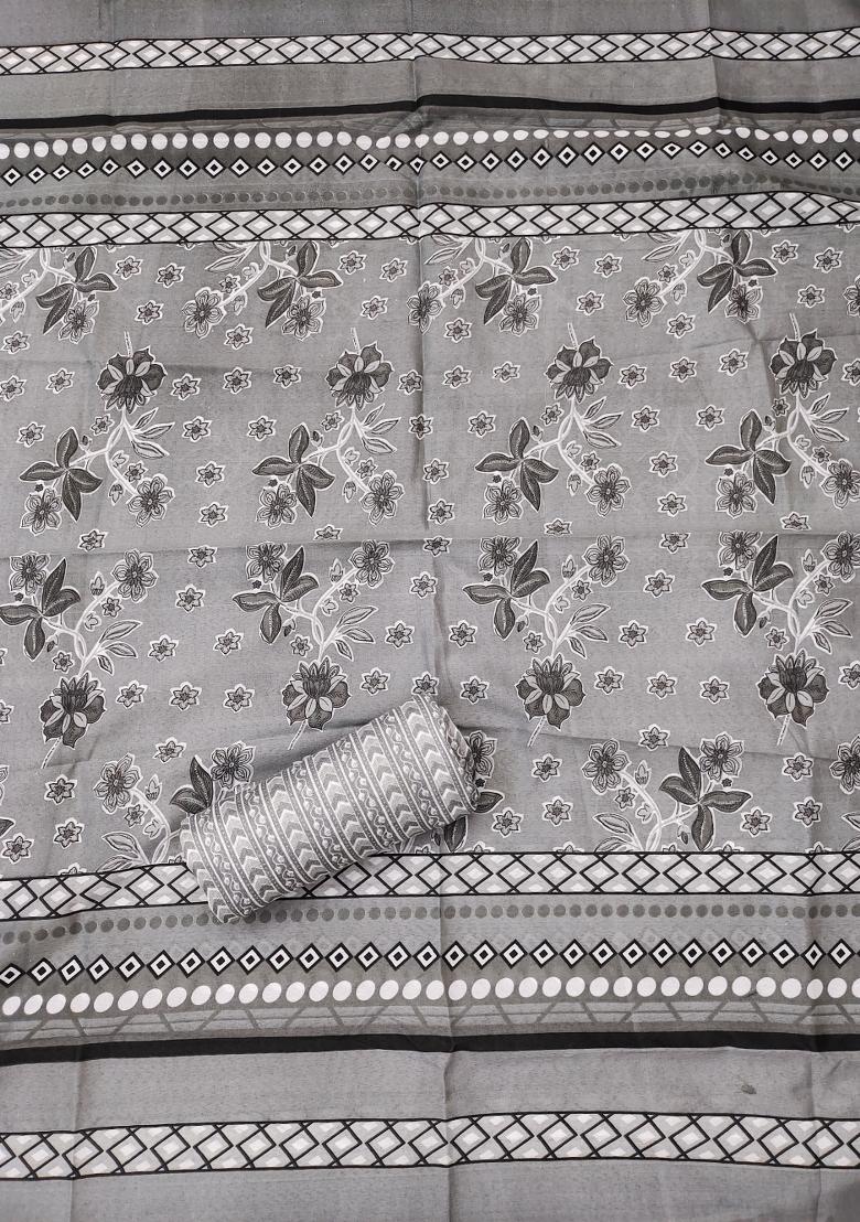 Multicolor Embroidered Cotton Blend Dress Material