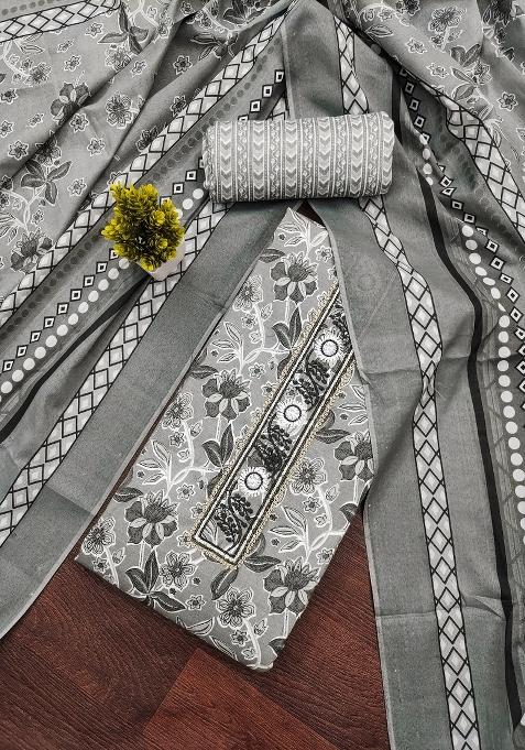 Multicolor Embroidered Cotton Blend Dress Material