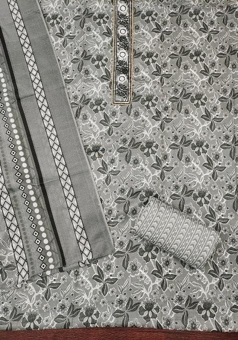 Multicolor Embroidered Cotton Blend Dress Material