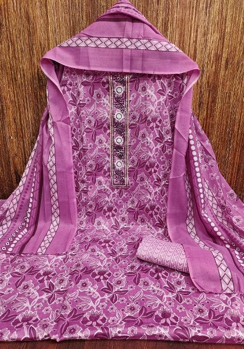 Multicolor Printed Cotton Punjabi Suit