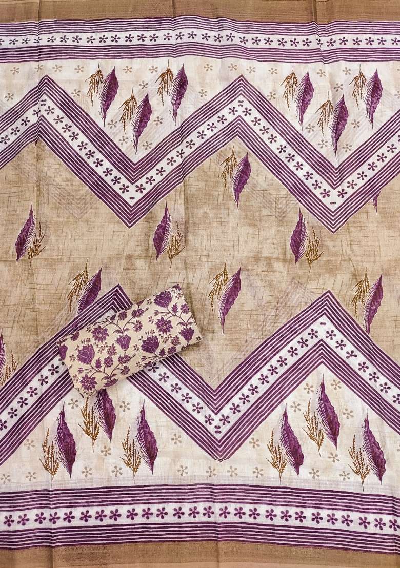 Beige Embroidered Cotton Straight Kurta Set - Indya