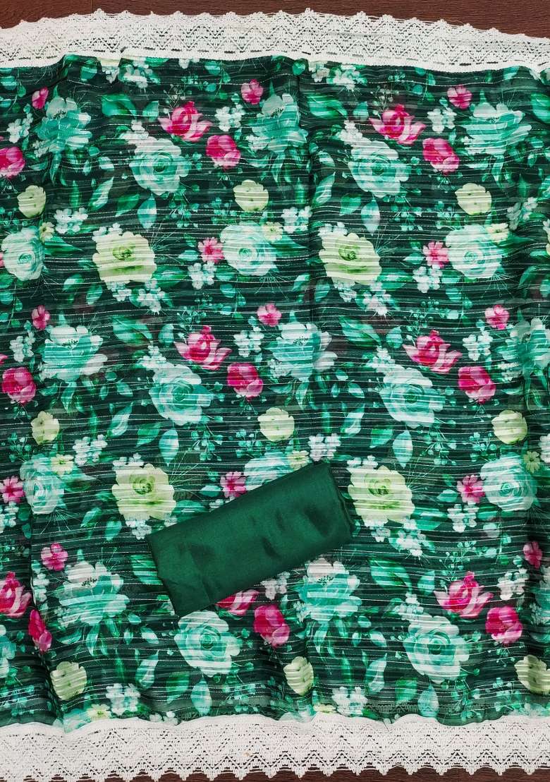 Green Sequin Work Silk Blend Straight Kurta Set - Indya
