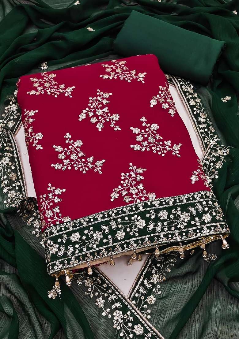 Maroon Embroidered Silk Blend Straight Kurta Set - Indya
