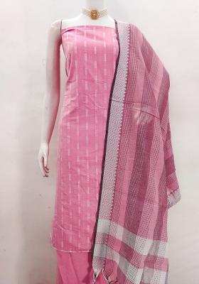 Pink Embroidered Cotton Blend Dress Material