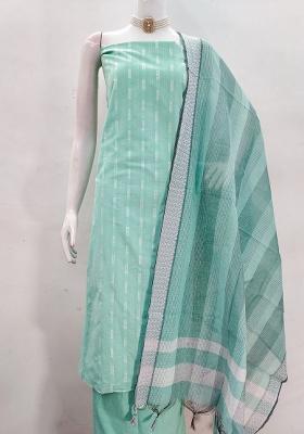 Sea Green Embroidered Cotton Blend Dress Material