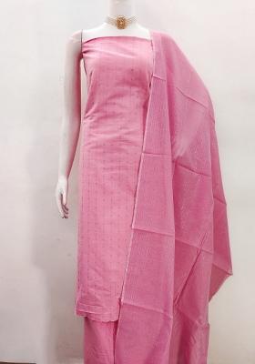 Pink Embroidered Cotton Blend Dress Material