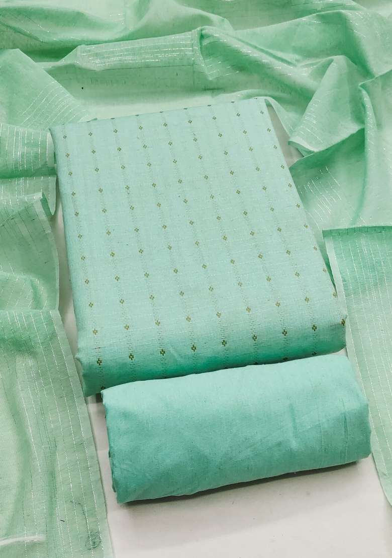 Sea Green Sequin Work Cotton Straight Kurta Set - Indya
