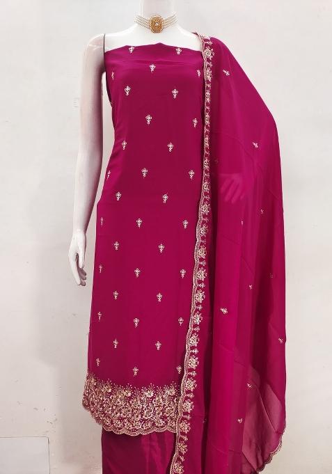 Magenta Embroidered Georgette Pakistani Suit Set