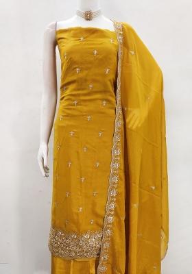 Mehandi Embroidered Georgette Dress Material